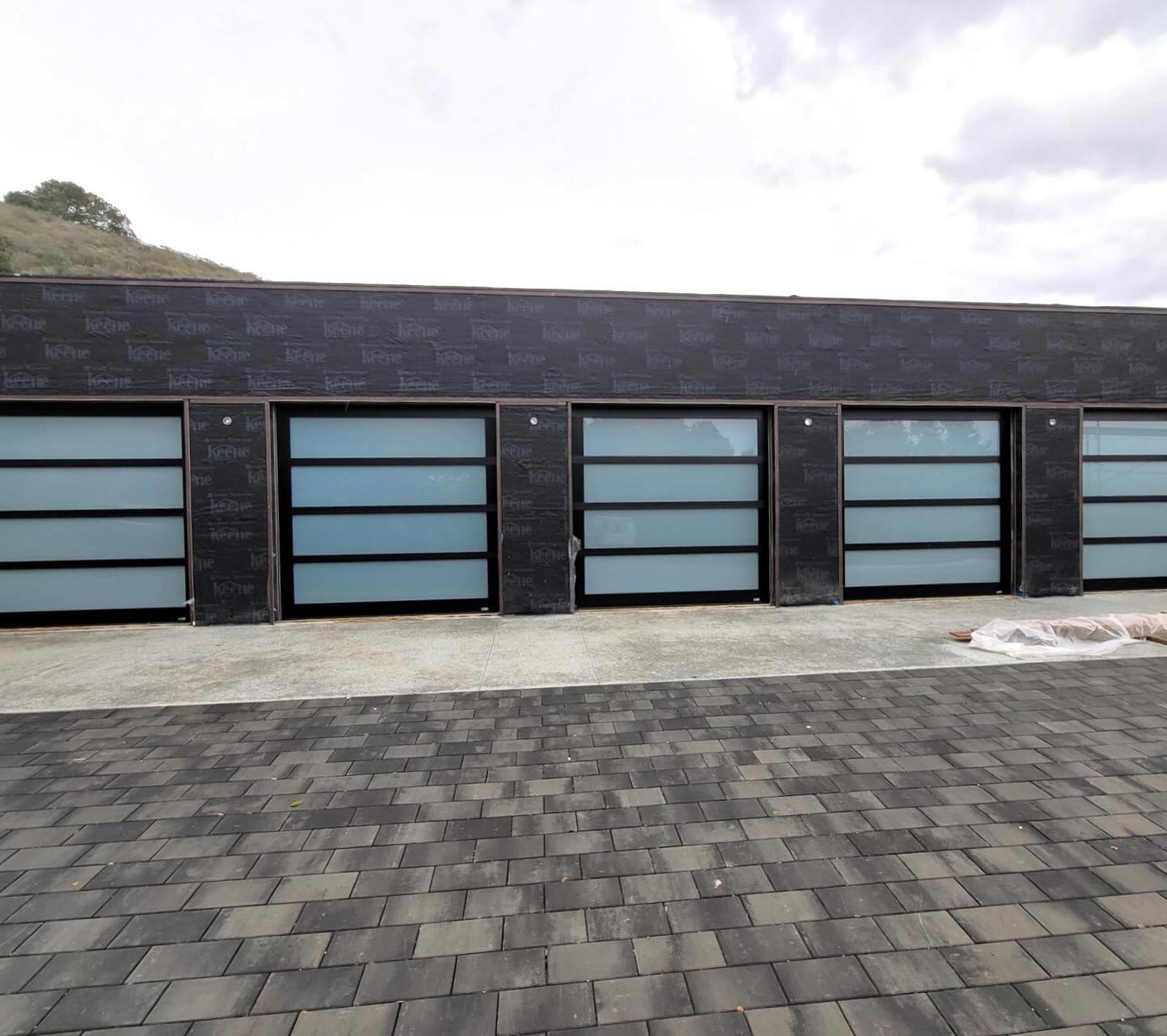 Seaside, CA residential street with garage doors