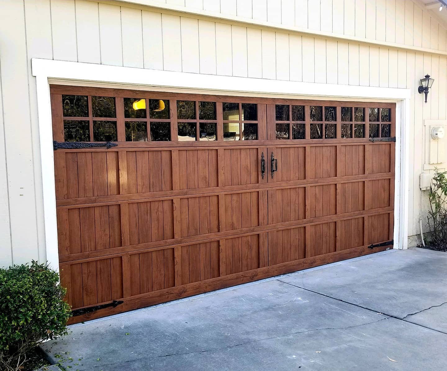 Custom copper-finish modern garage doors