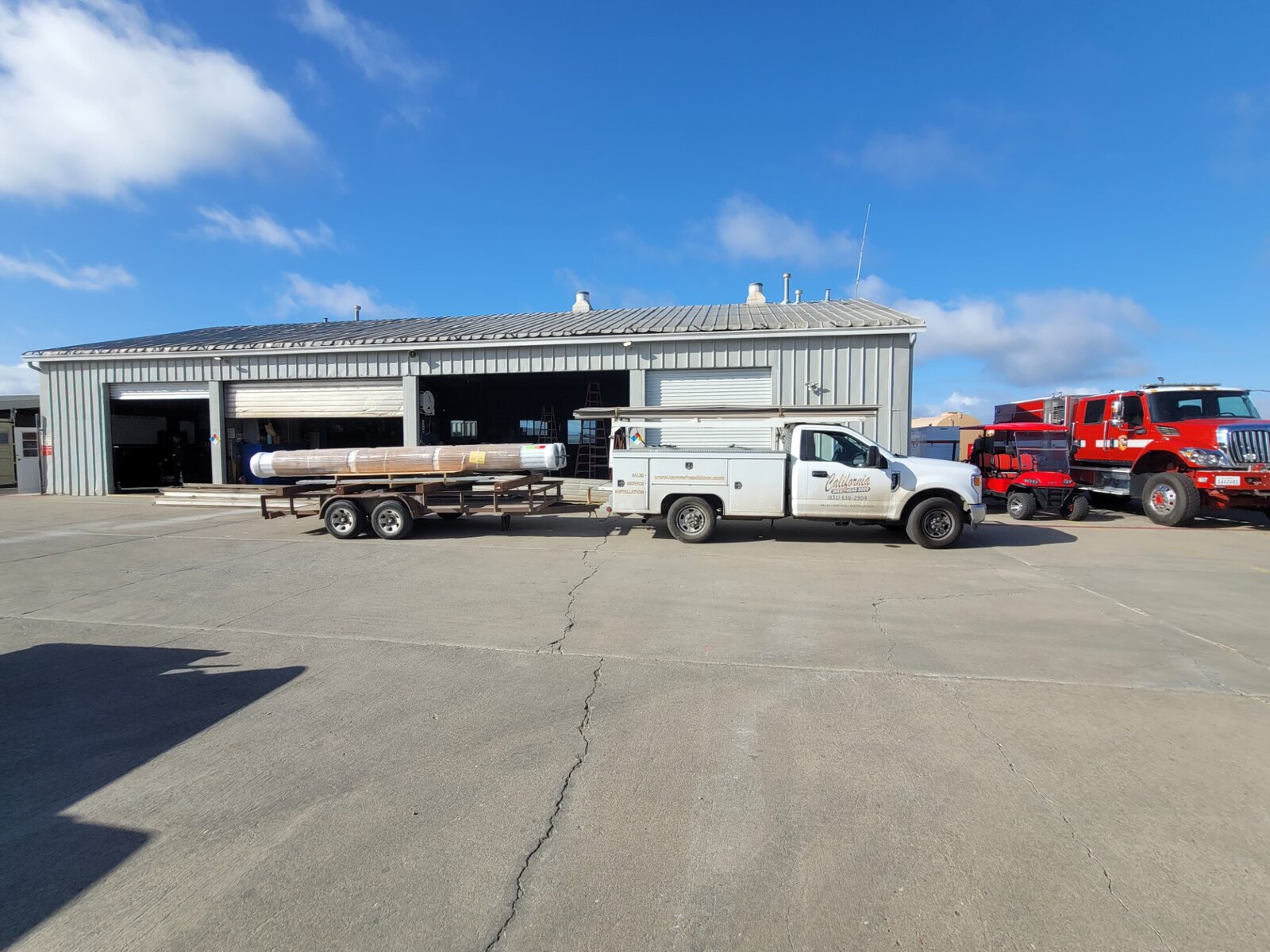 Commercial overhead doors at a fleet facility