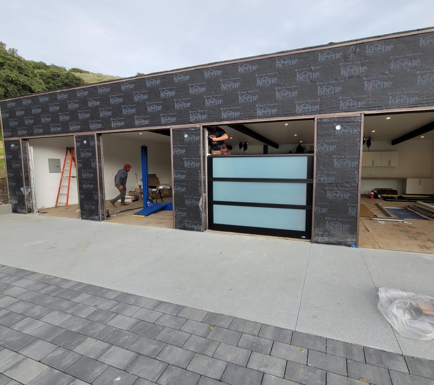 Monterey coastline home with garage doors