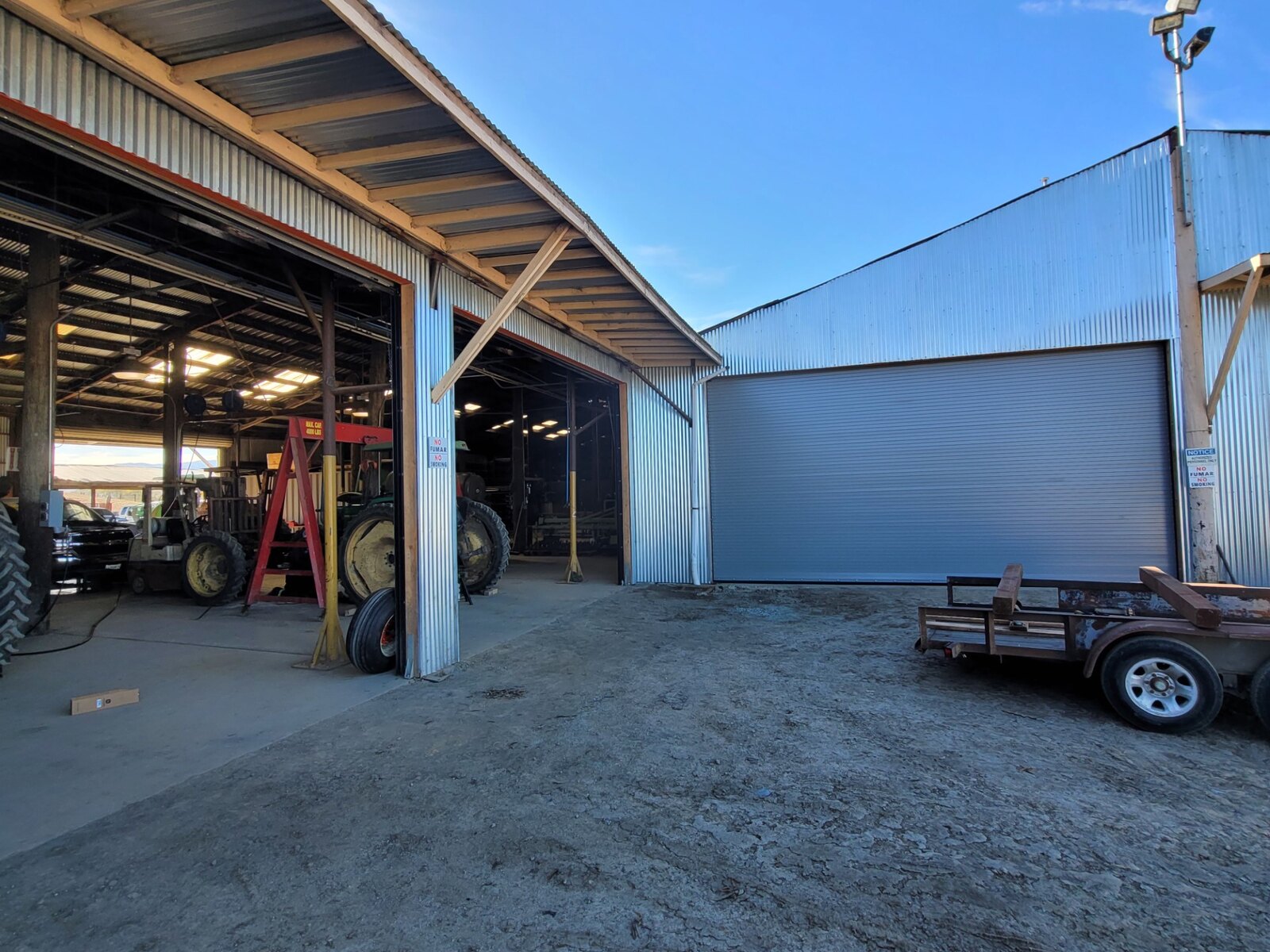 Overhead doors on an agricultural barn