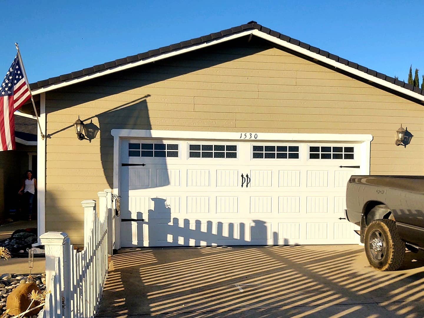 Custom copper-tone modern garage doors