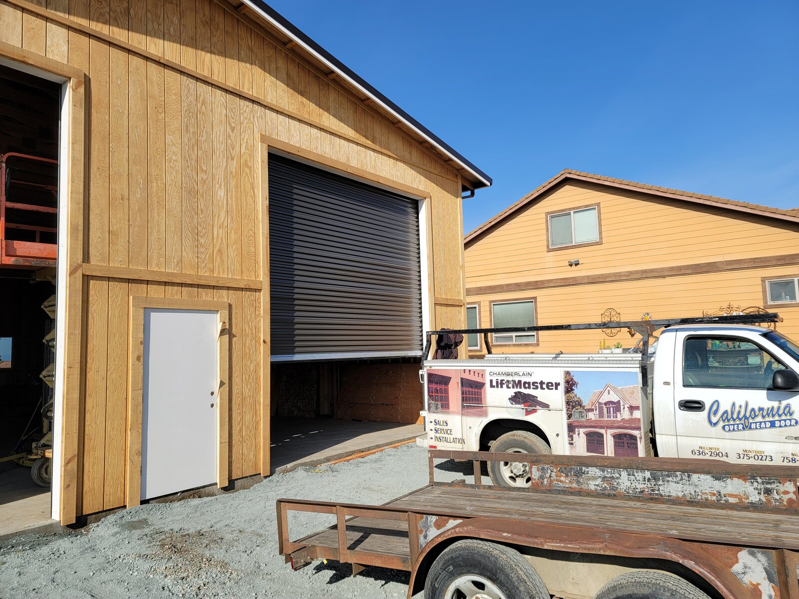 Rolling steel door on an agricultural building